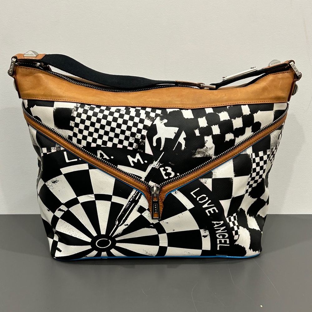 L.A.M.B. Bristol Dartboard Large Satchel Zipper Leather Gwen